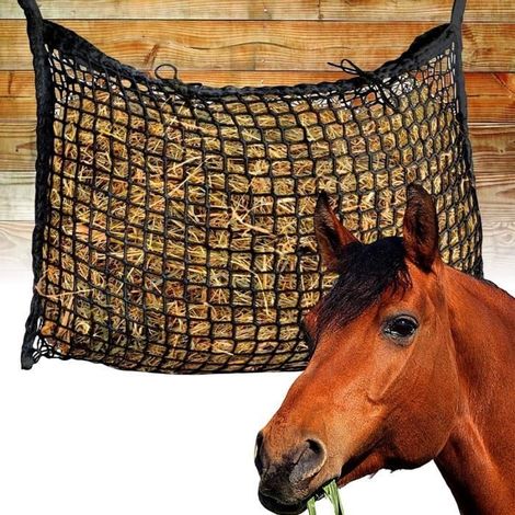 Filet à foin pour chevaux 90x60cm,filet à foin de taille 3 x 3 cm, filet d' alimentation pour chevaux pouvant contenir 4 kg de foin (1/4)