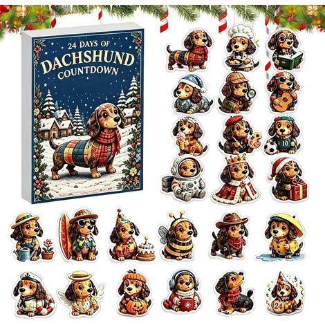Calendario dell'Avvento Design 2D in acrilico con bassotto, 24 giorni (1/5)