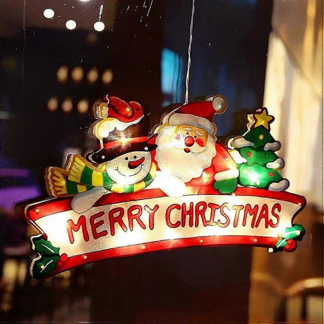 Suspension lumineuse de Noël, lustre de fenêtre LED de Noël, décoration de Noël intérieure et extérieure (Joyeux Noël) (1/5)