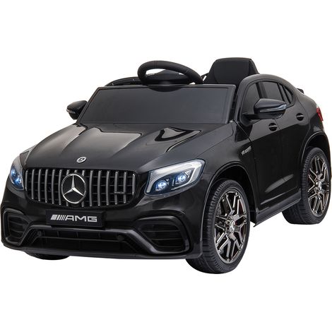 Voiture électrique enfant 12V avec télécommande 2.4G, 2 moteurs, klaxon, musique, ceinture sécurité, noir