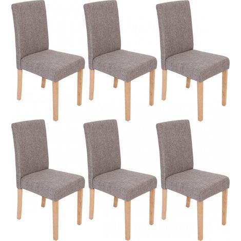 Juego de 6 sillas de comedor en tela gris con patas claras CDS04218 (1/4)