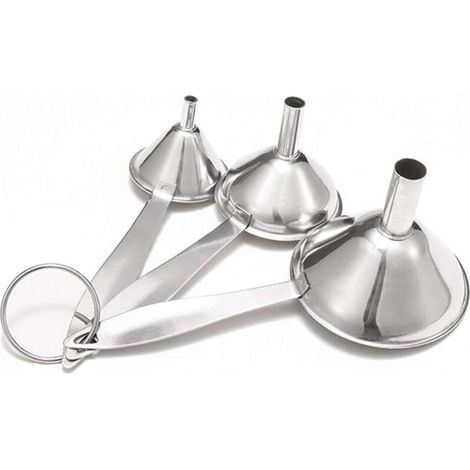 Edelstahltrichter, 3-teiliges Mini-Edelstahltrichter-Set, Edelstahl-Küchentrichter-Set mit Griff und abnehmbarem Filter zum Umfüllen von Flüssigkeiten (Silber) (1/4)