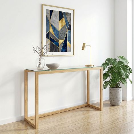 Console - HOME DECO FACTORY - Élégante - En Verre et Bois - Marron