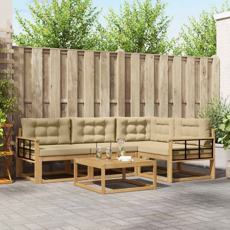 vidaXL Outdoor-Sofagarnitur 5 pcs Weiß und Beige 79 x 79 x 37 cm (1/5)