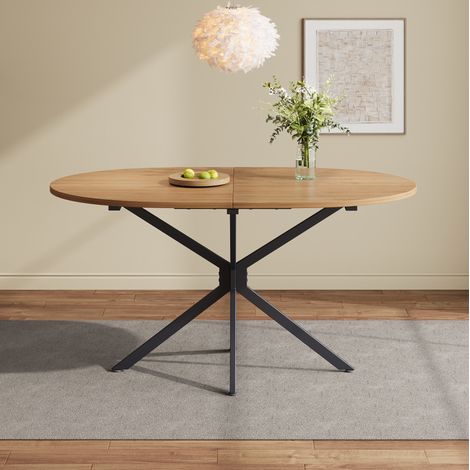 Esstisch 120x80x75.5 cm Naturfarben MDF mit Kreuzbeinen für 4-6 Personen (1/5)