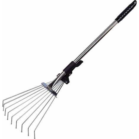 Rastrello per foglie da giardino - Rastrello da giardino in metallo regolabile, rastrello estensibile per erbacce, rastrello da campeggio per giardino, prato, cortile (1/4)