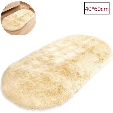 Tapis Fourrure Synthétique - 40 x 60 cm - Pour Salon Chambre Séjour - Tapis Longs Poils Imitation Peau De Mouton - 1 Pièce (1/4)