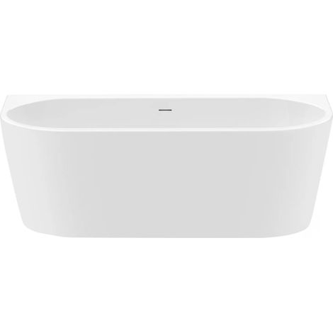 Wandmontierte Badewanne Rea Olimpia 150 With Black Plug Cap White (1/5)