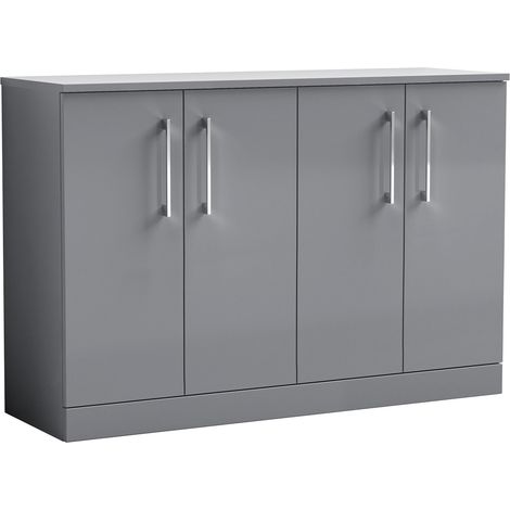 Nuie Arno Satin Grey 1200mm 4 Door Vanity Unit with Worktop - ARN2203W2 (1/2)