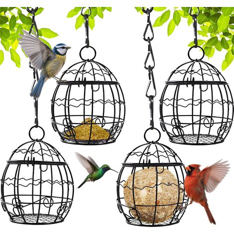 CCYKXA Set of 4, hanging wire mesh feeders for finches, 1 L capacity, black (1/5)