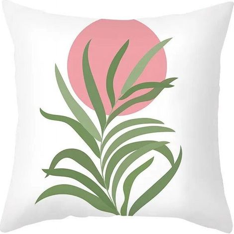 Taie D'oreiller Coton Linen - Imprimé Botanique Double Face - Pour Canapé Chaise Lit Bureau Voiture - 40x40 cm (1/5)