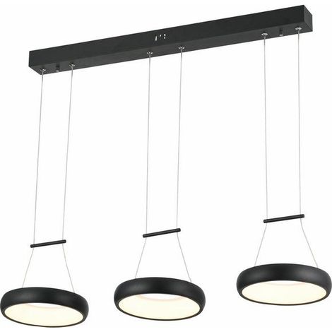 Suspension moderne Thea LED 12W 3 anneaux noire Reality