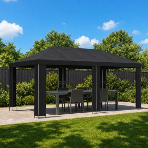 vidaXL Garden Gazebo 6 x 3 m Black Polyester and Steel 190 (1/4)