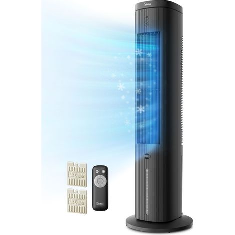 Rafraîchisseur d’air 3 en 1  - Ventilateur colonne avec humidificateur - 5L - 3 vitesses - Oscillation 75° - Midea 25JR