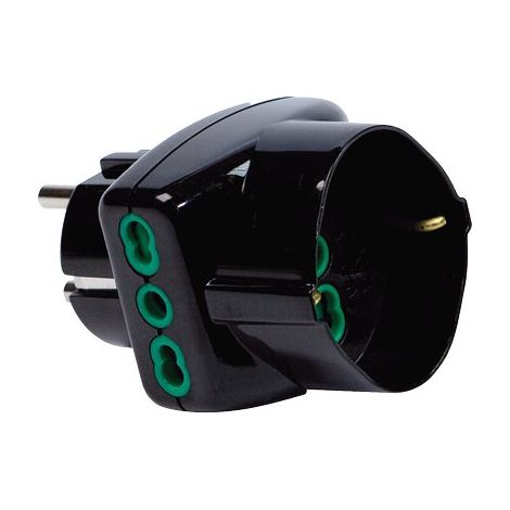 ADATTATORE TRIPLO SCHUKO-16A+SCHUKO FME - NERO 2P+T- 2 pezzi