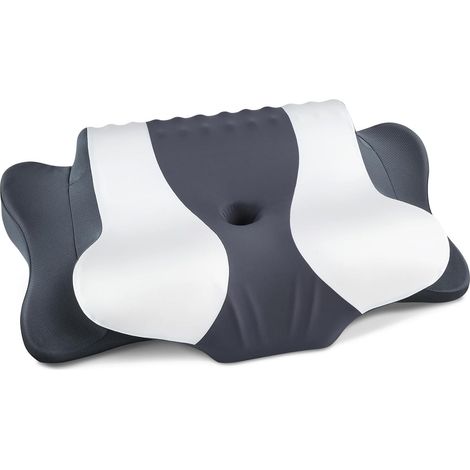 Oreiller Cervical Ergonomique Mémoire Forme 2 en 1 Ergonomique, double hauteur, housse lavable, pour tous dormeurs (1/5)