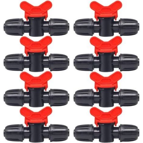 10 Pièces Vanne Commutation d'Irrigation, Irrigation Pipe Valve Switch, Robinet Jardin en Plastique PE, Robinet Barbelé Double Mâle, pour L'irrigation des Pelouses de Jardin, pour 16mm Tuyau