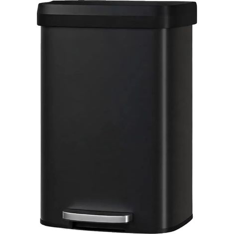 Poubelle de cuisine, acier inoxydable, contrôle des odeurs, noir (1/2)