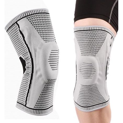 Genouillère de compression pour le sport, genouillère élastique pour basketball, volleyball, protection pour les sports de plein air, gris clair, taille XL (1/5)