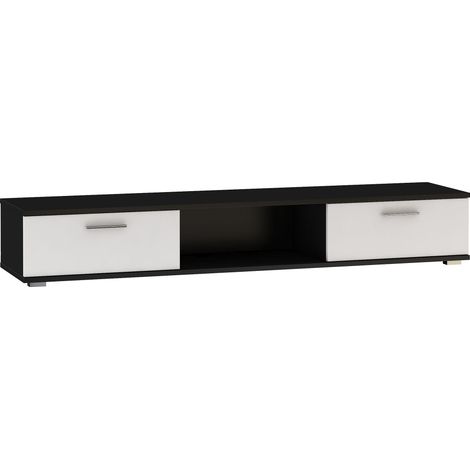 Meuble TV noir et blanc mat Flexa 176cm (1/4)