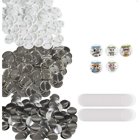 Badge Personnalisé 32 mm 500 Kits de Consommables Badges à Épingles Fournitures pour la Fabrication de Badge Rond avec Couvercle Fond Plastique Métallique Papier Film Pas de Machine à Badges (1/5)