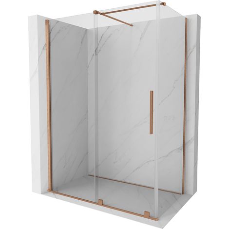 Mexen Velar cabina doccia scorrevole 150 x 85 cm, trasparente, rame spazzolato - 871-150-085-01-65 (1/5)