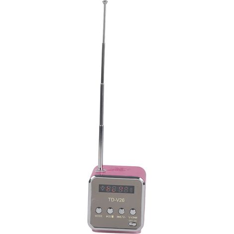 Mini-Lautsprecher mit UKW-Radio, Musikplayer, PC-kompatibel, kompatibel mit TF-Karte und USB-Stick, elegantes rosa Design (1/5)