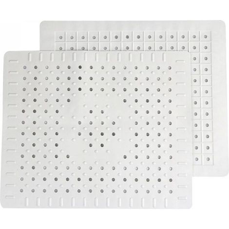 Tapis de Séchage pour Évier de Cuisine, Lot de 2 Coussinets en Silicone et PVC, 31 x 26 cm, Antidérapant et Résistant à la Chaleur, Blanc