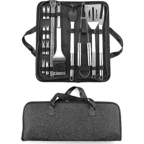 Ensemble de 20 outils de barbecue, ensemble de gril en acier inoxydable, ensemble de cuisine, accessoires de gril avec pinces à gril (A)-AquaForge (1/5)