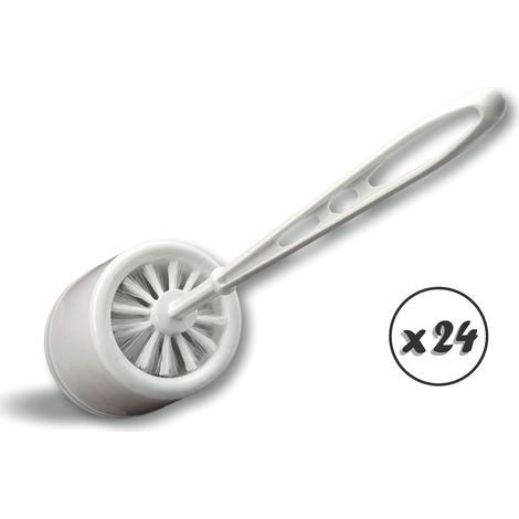 Garde-robe WC  Combiné brosse balayette WC boule avec socle porte balai  Modèle basique en plastique - Quantité x24 - Garde robe WC (1/5)