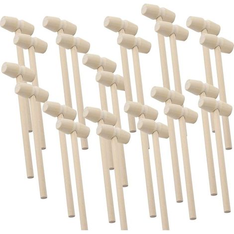 24 Pièces Mini Marteau en Bois Crabe Homard Maillets Martelant Enfants Jouet Fruits de mer Coquille Fissure Marteau pour Le Chocolat Artisanat Faisant Outil (1/5)