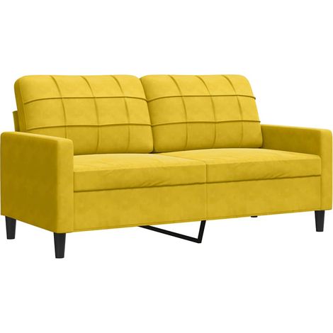 Canapé Sofa à 2 places Jaune 140 cm Velours (1/5)