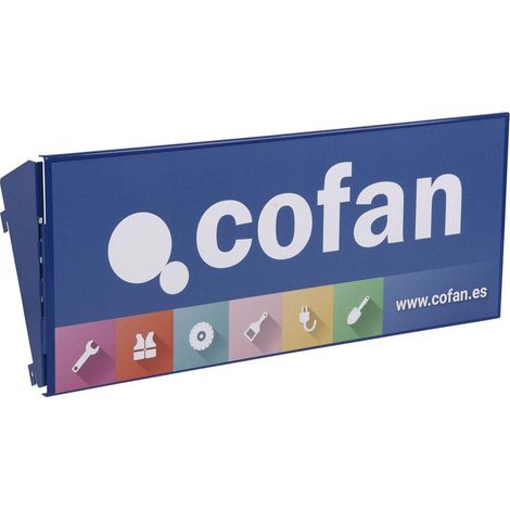 COFAN cartela con logo cofan 500x200mm exp.perforado , EXPOSITOR VERTICAL PERFORADO 2200x500mm (1/4)