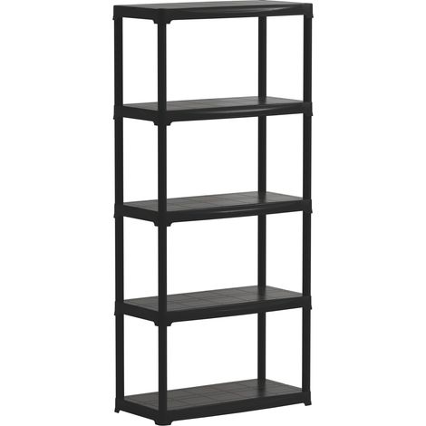 KIT SCAFFALI IN PLASTICA 5 RIPIANI  cm. 80x40x176 h col. Nero (1/2)