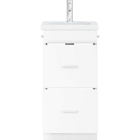 Meuble Salle de Bain avec Lavabo Intégré, 42 x 40 x 84,5 cm, Blanc, Design Moderne et Compact pour Petit Espace, Rangement Pratique (1/5)