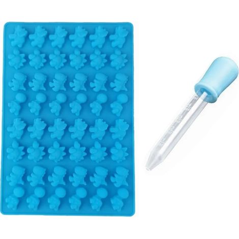 Moule à gâteau en silicone dinosaure, 48 petits moules à bonbons gélifiés dinosaures pour la cuisson de gâteaux, mousses, puddings au chocolat, bleu