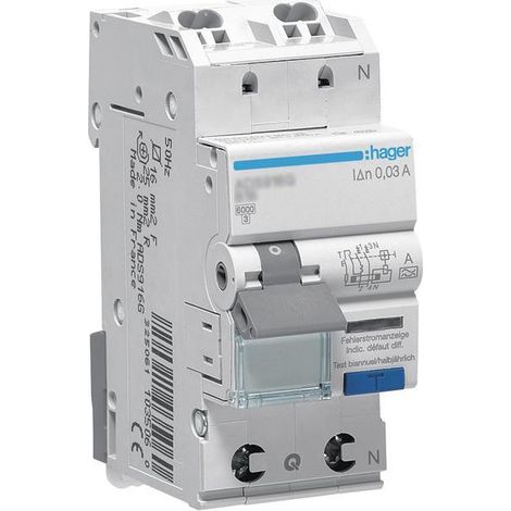 Hager ADS963D interruptor diferencial tipo A neutro 6kA