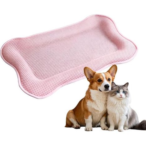 Cama forma hueso sistema refrigeración propio, Alfombrilla refrescante lavable verano, Alfombrilla refrescante transpirable 42 x 58 cm, Rosa (1/5)