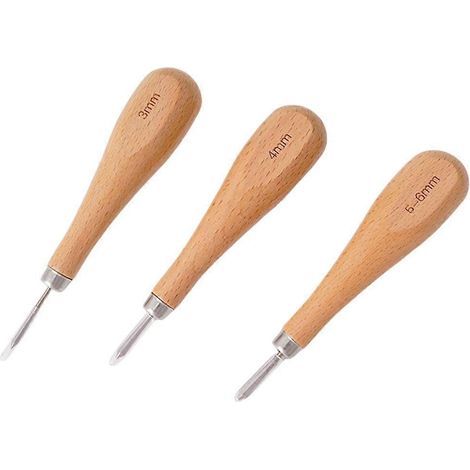 3pcs outil de couture cuir, biseau à coudre pour maroquinerie, kit de suture artisanale, accessoire de sellerie, finition précise du bord en cuir. (1/4)