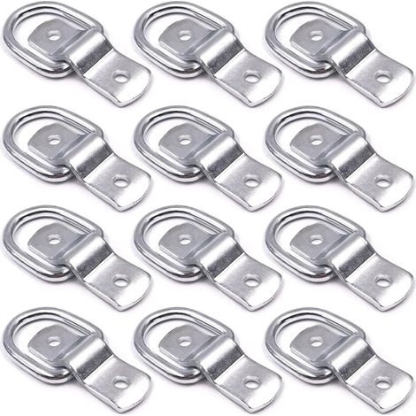 Crediri 12er-Pack D-Ring-Zurrgurte, 1/4-Zoll-D-Ringe, Anker-Zurrring für Fracht auf Anhängern, LKWs, Wohnmobilen, Campern, Transportern, Geländefahrzeugen, SUVs, Booten, Motorrädern usw. Fahrzeuge, Sc (1/5)