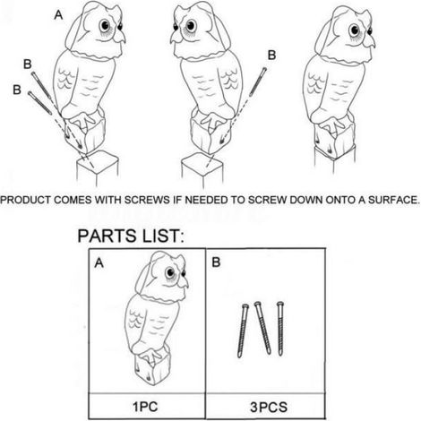 Épouvantail Hibou - Tête Rotative - Protection Jardin Balcon Potager - Plastique Résistant UV - 1 Pièce (1/4)