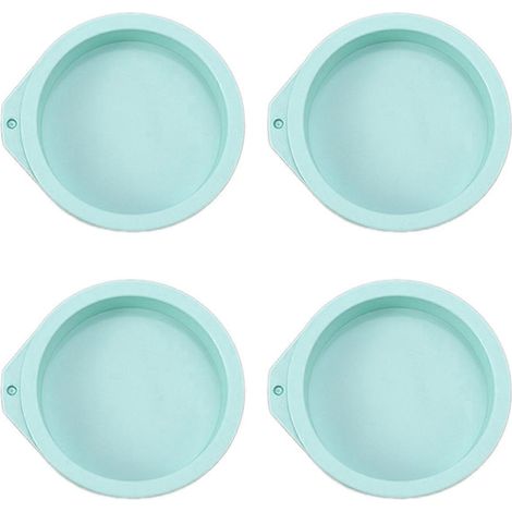 4-teiliges Kuchenform-Set, runde Kuchenschichten, Silikon-Backform, Blau, 4 Zoll