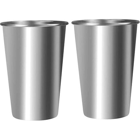BDD Lot de 2 tasses en acier inoxydable, verres empilables en acier inoxydable pour la maison, le camping, les pique-niques, les voyages, le barbecue, la randonnée et plus encore (350 ml) (1/5)