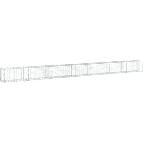 Muro de contención de jaula de valla de gaviones con cubierta 700 x 50 x 50 cm hierro galvanizado Plata 020040196