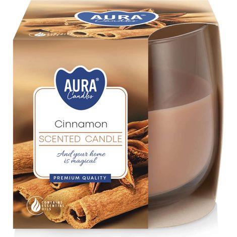 Candela profumata decorativa alla CANNELLA, perfetta per le feste
