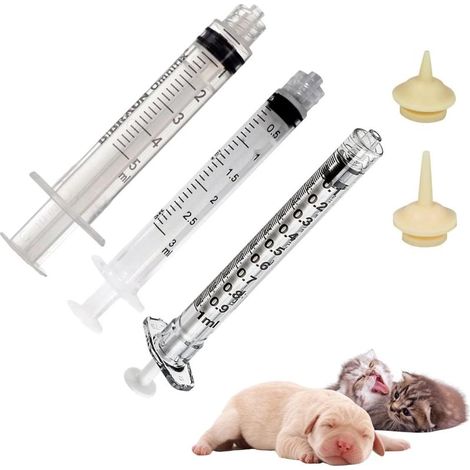 Lot de 3 seringues pour animaux domestiques, distributeur de liquide alimentaire, seringue médicament chiot (1/5)