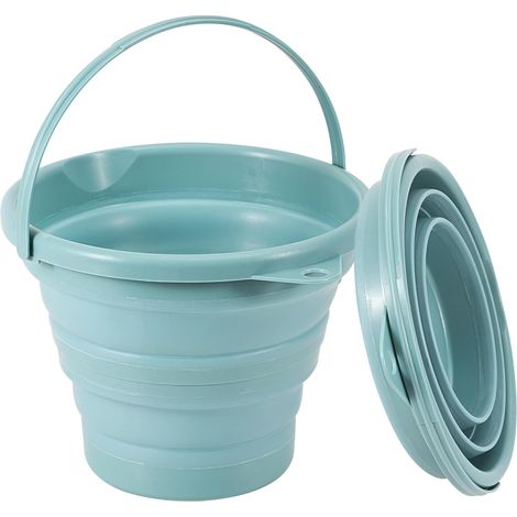Seau pliable de 3 l Seau de nettoyage pliable Château de plage Peu encombrant Pour l'extérieur, la pêche, le sable et le camping Bleu (1/5)