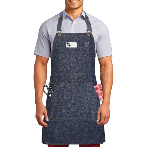 Tablier en jeans Coton Lourd avec Grandes poches pour Homme Femme (1/5)