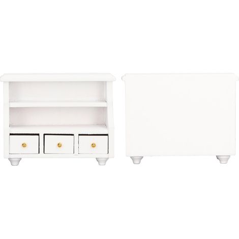Armoire miniature blanche pure avec bordures, ravissante armoire de rangement pour la décoration de salle de bain (1/5)
