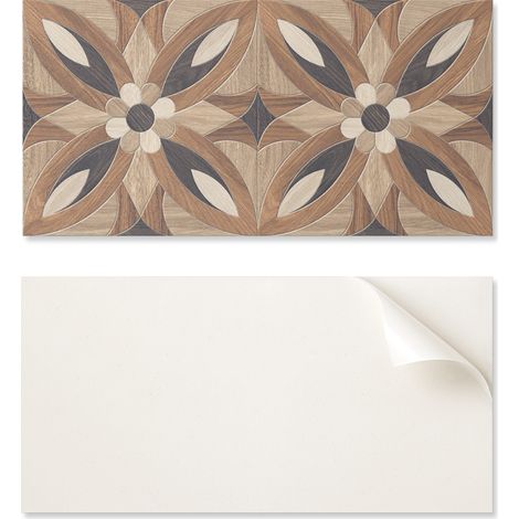 Baldosas de vinilo decorativas con estampado floral y de madera para cocina o ba帽o, 10x40x20 cm.